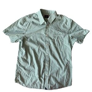 Untuckit Voss Shirt Short Sleeve Button Up‎ Gingham Check Plaid Green Mens L